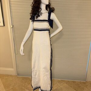 MARBLE Elegant White and Navy Dress